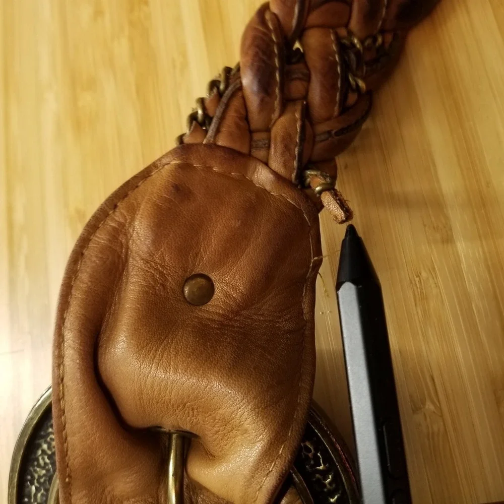 Vtg Betsey Johnson Leather Horseshoe‎ Bucket Bag Brown Y2K Western Cowgirl Hobo